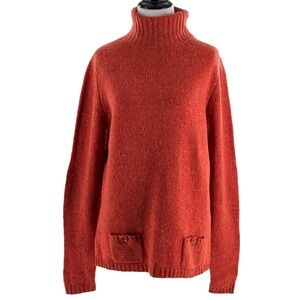 Eddie Bauer turtleneck sweater Tall L rust orange 60% lambs wool 90s vintage